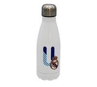 CYP BRANDS Real Madrid Bouteille d'eau en acier inoxydable, fermeture hermétique, lettre U bleue, 550 ml, Blanc