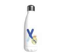 CYP BRANDS Real Madrid Bouteille d'eau en acier inoxydable, fermeture hermétique, lettre X bleue, 550 ml, Blanc