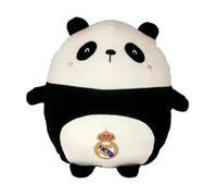 CyP Brands- Real Madrid Poupée en Peluche Ours Panda 30 cm Blanc et Noir Produit Officiel