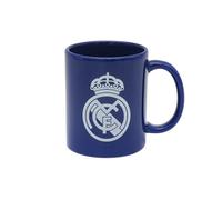 CyP Brands-Real Madrid Tasse pour petit-déjeuner dans une boîte en céramique, 300 ml, couleur bleue avec blason blanc, produit officiel
