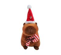 CyP Brands- Sevilla FC Capibara en Peluche avec Bonnet de Père Noël, poupée de Noël Douce et Tendre, Cadeau Original pour Enfants et Adultes