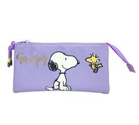 CyP Brands-Snoopy, trousse à crayons, matériel scolaire, préscolaire, Light Waves, couleur bleue, produit officiel, violet, Estandar