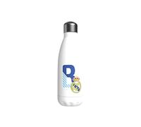 Real Madrid CyP Brands Bouteille d'eau en acier inoxydable, fermeture hermétique, lettre B bleue, 550 ml, Blanc