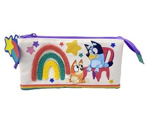 CYPBRANDS CyP Brands-Bluey, trousse à crayons, matériel scolaire, préscolaire, arc-en-ciel, multicolore, produit officiel, multicolore, Estandar