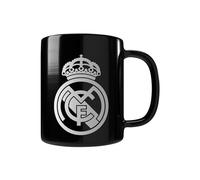 CYPBRANDS CyP Brands-Real Madrid Tasse pour petit-déjeuner dans une boîte en céramique, 300 ml, couleur noire avec blason blanc, produit officiel