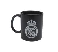 CYPBRANDS CyP Brands-Real Madrid Tasse pour petit-déjeuner dans une boîte en céramique, 300 ml, couleur noire avec blason blanc, produit officiel
