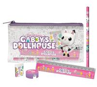 CyP Brands- Gabby Set de papeterie, écriture, règle, gomme, taille-crayon, étui, couleur rose, produit officiel