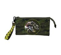 CYPBRANDS - Jurassic World, Trousse Triple, Fournitures Scolaires, Unisexe, Vert, Produit Officiel