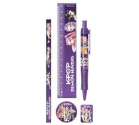 CYPBRANDS - K-Pop Demon Hunters, Huntrix, Set de papeterie, étui, crayon, caoutchouc, taille-crayon, stylo, règle, couleur violet, produit officiel