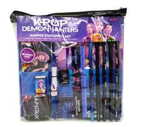 CYPBRANDS K-Pop Demon Hunters Set de Papeterie Trousse Crayon Gomme Taille-crayon Stylo Règle Carnet Violet Produit Officiel