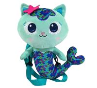 CyP Brands Peluche sac à dos Mercat Gabby – chat sirène vert, fermeture éclair, sangles réglables