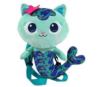 CYPBRANDS Peluche, peluche sac à dos avec fermeture éclair et sangles réglables, peluche idéale pour garçons et filles, Peluche chat sirène Mercat 32 cm