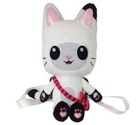 CYPBRANDS Peluche chat blanc Pandy de 38 cm, peluche sac à dos avec fermeture éclair et sangles réglables, peluche idéale pour garçons et filles