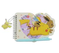 CyP Brands- Pokémon Carnet avec stylo, écriture, papeterie, cahier, bloc-notes, collection Flowers, couleur crème, produit officiel