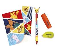 CYPBRANDS Pokémon, set de papeterie, écriture, signet, surligneur, correcteur, stylo, bloc-notes, multicolore, produit officiel