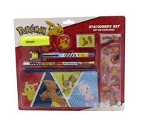 CYPBRANDS Pokémon, set de papeterie, trousse, crayon, caoutchouc, taille-crayon, stylo, surligneur, autocollants, multicolore, produit officiel