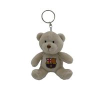 CyP Brands- FC Barcelone, porte-clés, pendentif sac à dos, peluche, ours, couleur beige, produit officiel, beige, Estandar