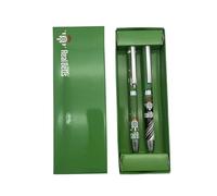 CYPBRANDS Real Betis Balompié - Set d'écriture, boîte avec deux stylos, pack cadeau, écriture, football, couleur verte, produit officiel vert, Estandar, Betis Set de deux stylos métalliques dans
