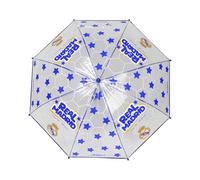 CyP Brands- Real Madrid Parapluie manuel pour enfants, transparent, 8 baleines et tube métallique de grande résistance, produit officiel, transparent