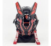 CyplayMach Cyberpunk Masque de cosplay rouge - Casque futuriste avec fermoir en M pour Halloween, fêtes techniques et jeux de rôle (édition rouge)