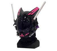 CyplayMach Cyberpunk Masque LED contrôlé par application - Casque de cosplay de type A High-Tech avec écran d'affichage, lumières et anneau lumineux (rouge/bleu/rose violet/blanc) pour Halloween et