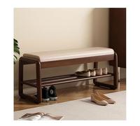 CYPOSLDN Banc À Chaussures pour Entrée Tabouret À Chaussures Moderne du Milieu du Siècle avec Siège Rembourré Meuble À Chaussures Rangement,100cm,Walnut