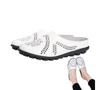 cypreason Pantoufles creuses décontractées | chambre d'été - Pantoufles creuses à enfiler en cuir mocassins mules sandales appartements pour femmes
