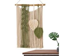 cypreason Tapisserie murale bohème en macramé - Rideau en coton avec pompons - Beige - Décoration d'intérieur faite à la main - Belle tapisserie murale en fil pour chambre à coucher