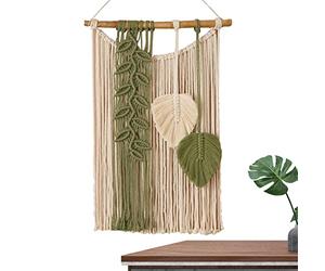 cypreason Tapisserie murale bohème en macramé - Rideau en coton avec pompons - Beige - Décoration d'intérieur faite à la main - Belle tapisserie murale en fil pour chambre à coucher