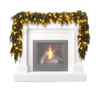 Cypress Garland, Pre Lit 90 LED Warm White Lights, Festive Artificial Greenery, Premium Holiday Decor for Living Room and Mantel, Seasonal Party Accessory Indoor Outdoor Versatility