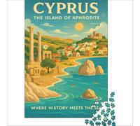 Cyprus Puzzle Adulte 1000 pièces | puzzle pour couples une activité de soirée douillette à faire à deux avec de la musique et une bonne conversation38x26cm