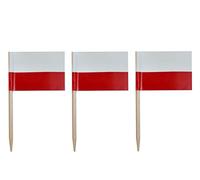 CYPS Lot de 100 cure-dents en forme de drapeau de la Pologne, petits mini bâtonnets pour cupcakes, drapeaux polonais, décoration de fête, cocktail, nourriture, bar, gâteau