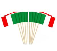CYPS Lot de 100 cure-dents en forme de drapeau italien pour cupcakes - Décoration de fête, cocktail, nourriture, bar, gâteau