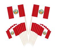 CYPS Lot de 100 mini cure-dents péruviens avec drapeau péruvien pour cupcakes, décoration de fête, cocktail, bar, gâteau