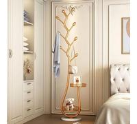 CYQQRDZSW Porte Manteau sur Pieds en Métal, Porte Manteaux en Forme d'arbre pour Hall d'entrée, Coat Rack avec Panier de Rangement, Suspendre Vêtements, Chapeaux(Gold)