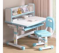 CYQQRDZSW Table Enfant avec Chaise Réglables, Table Dessin Enfant, Bureau et Chaise d'école Primaire, Ensemble Bureau pour Enfants pour Écrire, Lire et Apprendre(Blue)