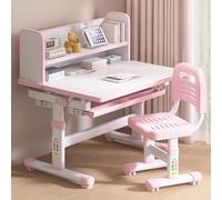 CYQQRDZSW Table Enfant avec Chaise Réglables, Table Dessin Enfant, Bureau et Chaise d'école Primaire, Ensemble Bureau pour Enfants pour Écrire, Lire et Apprendre(Pink)