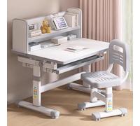 CYQQRDZSW Table Enfant avec Chaise Réglables, Table Dessin Enfant, Bureau et Chaise d'école Primaire, Ensemble Bureau pour Enfants pour Écrire, Lire et Apprendre(Gray)