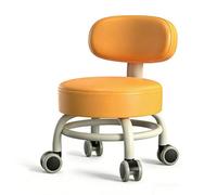 CYQQRDZSW Tabourets de Magasin à roulettes, Tabouret Roulant avec Dossier, Mécanique Pivotant 360°, Assis for Salons Coiffure, Garages et Bureaux(Orange)