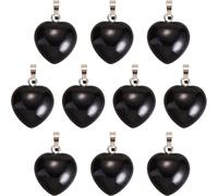 Cyrank 10pcs breloques en pierre noire, breloques en forme de coeur élégantes pendentifs bijoux pendentif accessoire pour boucle d'oreille fabrication collier bracelet fournitures de bricolage