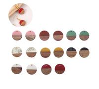 Cyrank 16 PCS Breloques en Bois De Résine, Pendentifs en Bois Colorés Résine Boucle d'oreille en Bois Pendentifs Plat Rond Pendentif pour Boucles d'oreilles, Fabrication De Bijoux