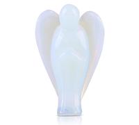 Cyrank Ange Gardien en Cristal de Poche, Figurine en Pierre de guérison Opale, Statue d'ange, Figurine d'ange de Paix en Pierre précieuse de guérison Reiki, bénissez-Vous et Vos Proches, 1,5 Pouce