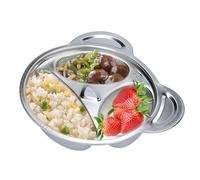 Cyrank Assiette En Acier Inoxydable, Assiette à Compartiments En Acier Inoxydable, Divisées Plateau Repas En Forme De Panda Plateau Repas 3 Compartiments