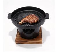 Cyrank Barbecue Coréen sans Fumée, Petit Gril à Charbon De Table Antiadhésif Mini Pot De Barbecue D'intérieur Poêle à Barbecue Portable pour Le Camping à la Maison(HN-BBQ18A)