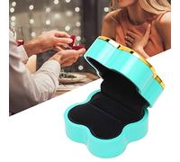 Cyrank Boîte-cadeau de bijoux à LED, boîtes à bagues lumineuses en forme de trèfle à quatre feuilles pour cadeau de bijoux avec vitrine de stockage de bijoux de flocage intérieur pour(Vert)