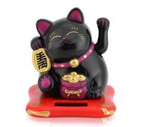 Cyrank Chat Porte Bonheur Bonne Chance, Chat Porte Bonheur Chinois, Maneki Neko Mini Statue De Chat Japonais avec Bras Mobile à L'energie Solaire Lucky Cat Décoration pour Voiture Maison Bureau