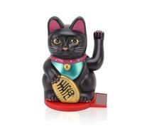 Cyrank Chat Porte-Bonheur, Chat Porte-Bonheur Agitant Le Bras Porte-Bonheur, Décoration De Chat Porte-Bonheur Feng Shui, Chat Agitant Mignon à énergie Solaire avec Autocollant Double Face(Noir)