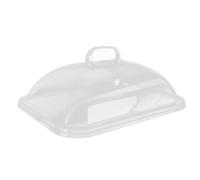 Cyrank Couvre Assiette Micro-Ondes, Cloche à Fromage Carrée Couvercle Alimentaire Cloche pour Le Micro Onde Universelle Cloche Couvre-Plat avec Poignée, Transparent (L)
