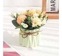 Cyrank Décor de Fleurs en Pot, Fausses Fleurs avec Vase Bouquet de Fleurs artificielles en Pot Hortensia avec Vase pour Maison Ferme Bureau Rebord de fenêtre centres de Table décor d'étagère(Vert)