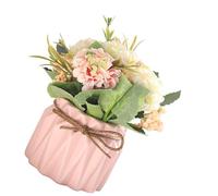 Cyrank Décor de Fleurs en Pot, Fausses Fleurs avec Vase Bouquet de Fleurs artificielles en Pot Hortensia avec Vase pour Maison Ferme Bureau Rebord de fenêtre centres de Table décor d'étagère(Rose)